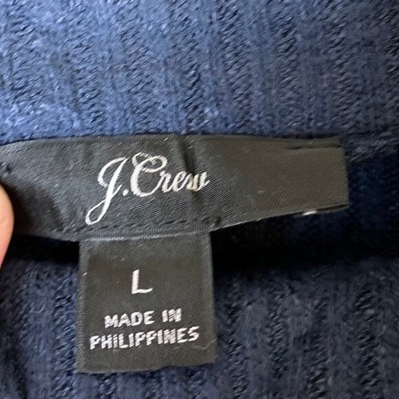 J Crew Womens Sweater Blue Ribbed Mock Neck Button Shoulder Stretch Large - Picture 6 of 12